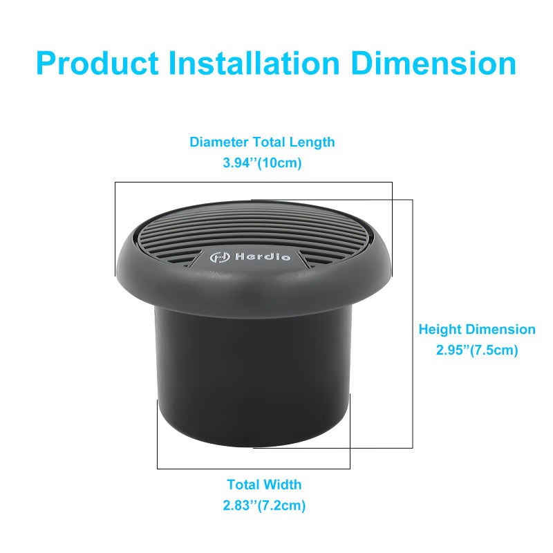Herdio 3" inch Marine Bluetooth Speakers Boat Motorcycle Hot tub Stereo with Max Power 140 watt(A Pair) (Gray) - Image 3